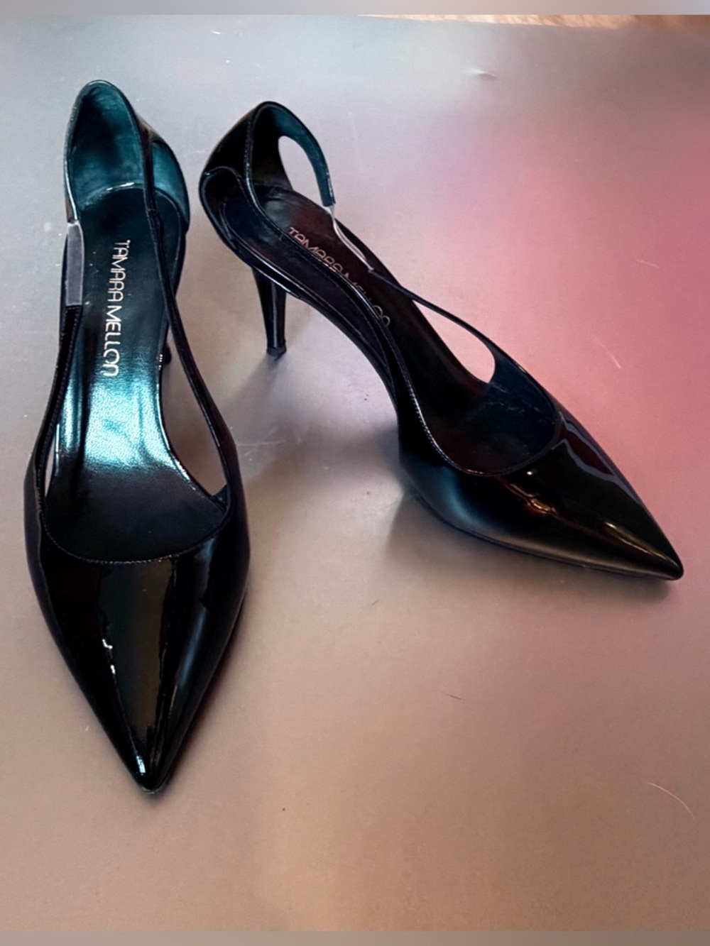 Tamara Mellon Black Patent Pointed Slingback Pumps 37.5 - Picture 2 of 7
